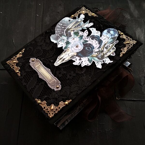 Gothic junk journal handmade Large grimoire journal Dark forest junk book deer skull
