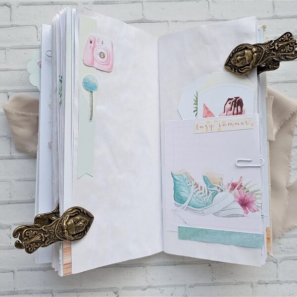 Summer beach junk journal for sale handmade Travel notebook thick