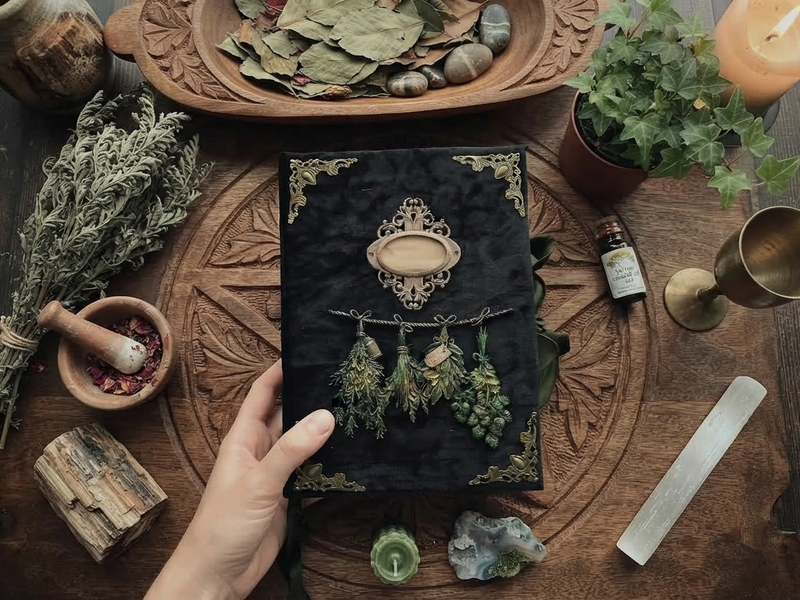 Green witch book of shadow Practical magic Witch grimoire journal 8×6 in 400 aged pages
